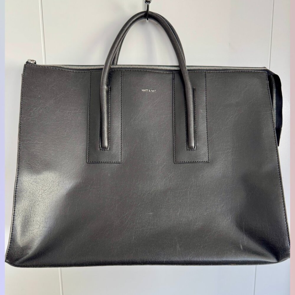 Mat & Nat Large Black Briefcase Messenger Bag